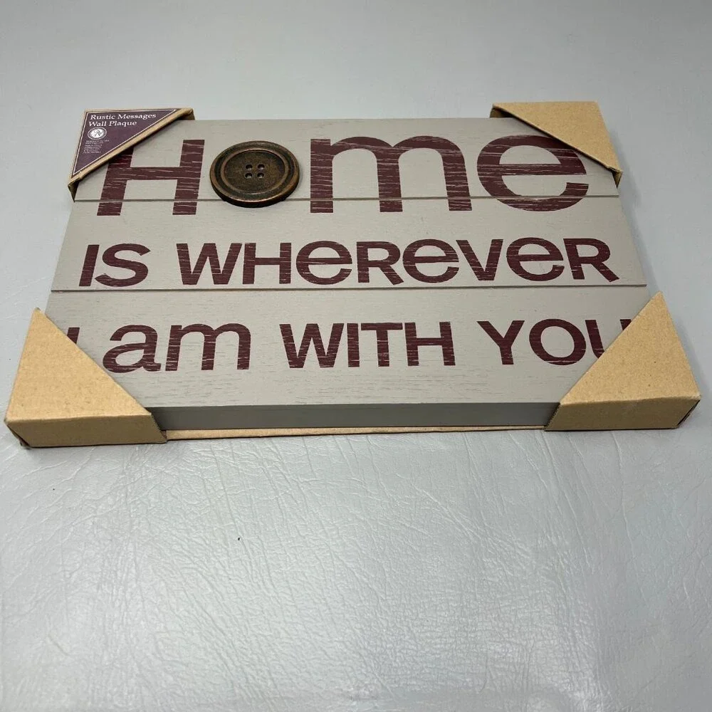 Home is‎ Wherever I am With You Sign Wall Hanging Rustic Farmhouse Decor